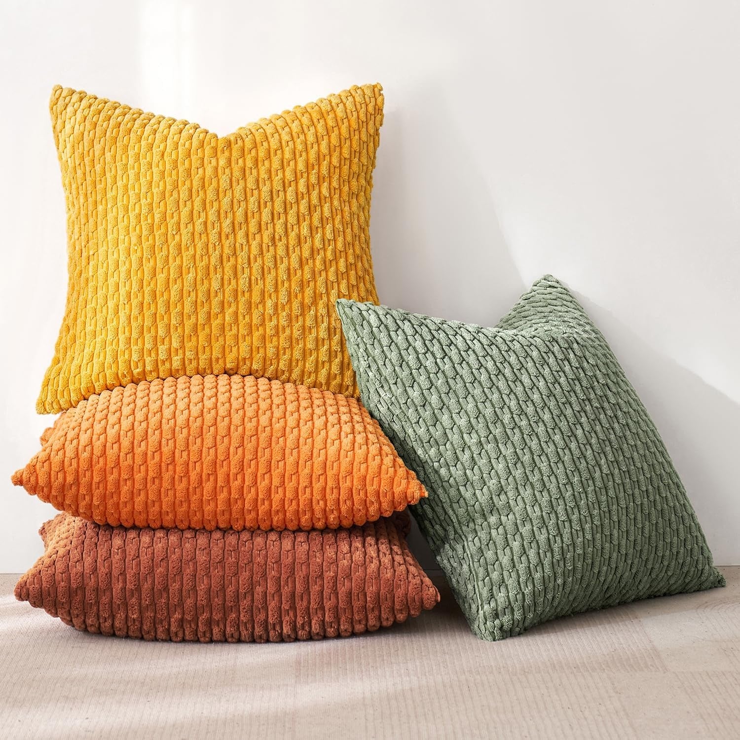 Set di Federe Colorate Arancione e Verde per Divano e Camera da Letto 40 ¡Á 40 cm