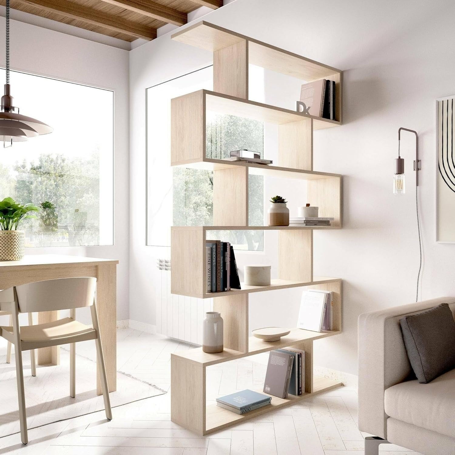 Libreria con 6 Ripiani Multiuso Rovere 80 x 25 x 190 cm