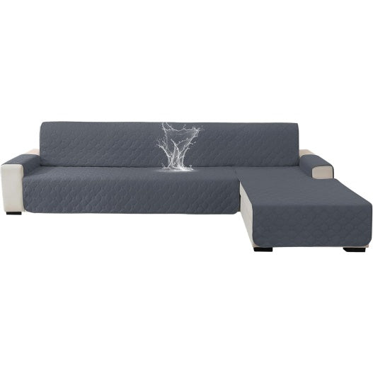 Copertura Reversibile per Divano con Chaise Longue Tre Posti Impermeabile Adatta a Penisola Destra o Sinistra Grigio Scuro