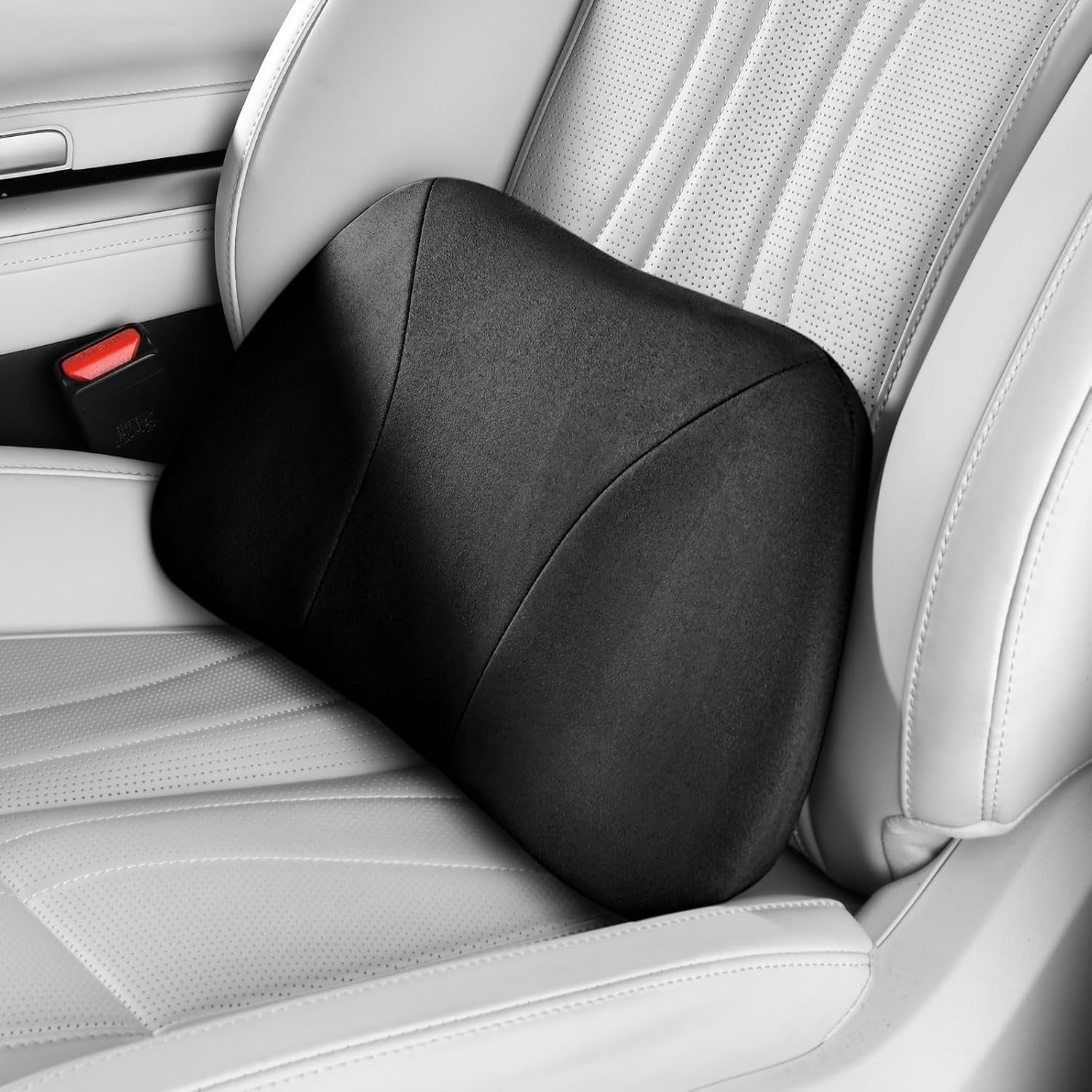 Cuscino Lombare Ergonomico in Memory Foam per Auto Ufficio e Divano Supporto per Schiena Nero 39 x 22 cm