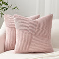 Set di 2 copricuscini in velluto a coste con motivo a righe 40 x 40 cm