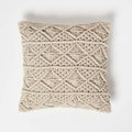 Cuscino Arredo in Cotone Macram¨¨ con Intreccio Artigianale Quadrato 45 ¡Á 45 cm